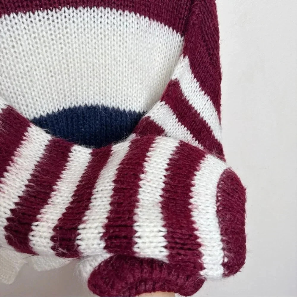 Lovestitch Womens Medium Striped Colorblock Crew Neck Sweater - Picture 12 of 16